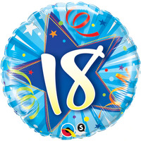 18th Birthday Shining Star Bright Blue Foil Balloon (45cm)
