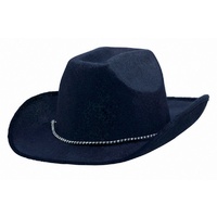 Western Cowboy Velour Hat Black