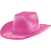Western Cowboy Velour Hat Pink