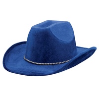 Western Cowboy Velour Hat Blue