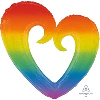 Rainbow Open Heart Foil Balloon