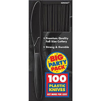 Black Jet Plastic Knives (Box of 100)