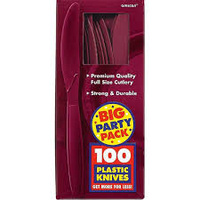 Burgundy Plastic Knives (Box of 100)