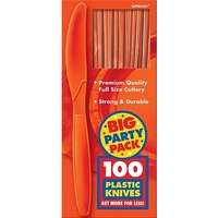 Orange Plastic Knives (Box of 100)