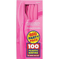 Pink Magenta Plastic Knives (Box of 100)