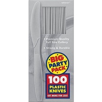 Silver Plastic Knives (Box of 100)