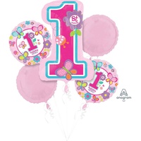 1st Birthday Sweet Girl Foil Balloon Bouquet