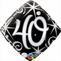 40th Birthday Elegant Sparkles & Swirls Foil Balloon (45cm)