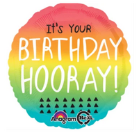 It's Your Birthday Hooray! Happy Birthday 45cm Foil Balloon