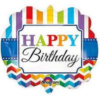 Happy Birthday Bright & Chevron SuperShape Foil Balloon