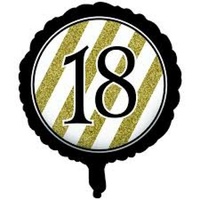 18th Birthday Black & Gold Glitter Foil Balloon (45cm)