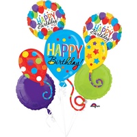 Happy Birthday Balloon Bash Foil Balloon Bouquet