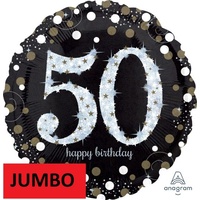 50th Birthday Sparkling Celebration Gold Jumbo Foil Balloon (71cm)