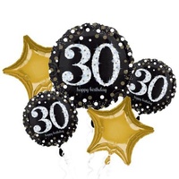 30th Birthday Sparkling Celebration Gold Foil Balloon Bouquet