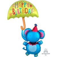 Circus Elephant Happy Birthday SuperShape Foil Balloon