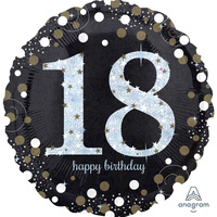 18th Birthday Sparkling Celebration Gold Foil Balloon (45cm)