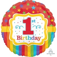 1st Birthday Rainbow 45cm Foil Balloon