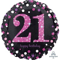 21st Birthday Sparkling Celebration Pink Foil Balloon (45cm)