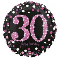 30th Birthday Sparkling Celebration Pink Foil Balloon (45cm)