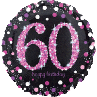 60th Birthday Sparkling Celebration Pink Foil Balloon (45cm)