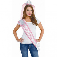 Sash Bride To Be Pink & White plus Tiara