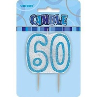 60th - Blue Glitz Candle 