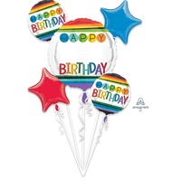 Happy Birthday Rainbow Foil Balloon Bouquet (Personalize It)