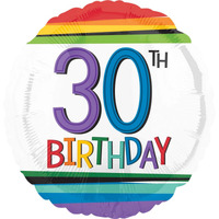 30th Birthday Rainbow Foil Balloon (45cm)