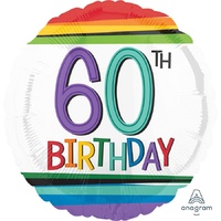 60th Birthday Rainbow Foil Balloon (45cm)