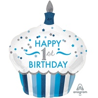 1st Birthday Cupcake Boy Foil Balloon