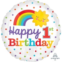 1st Rainbow Birthday 45cm Foil Balloon