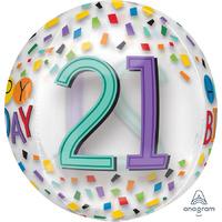 21st Birthday Rainbow Orbz Balloon