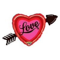 Love Mighty Bright Arrow Heart 91cm Foil Balloon