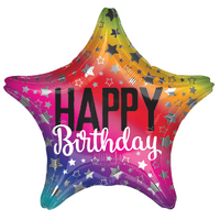 Rainbow Star Happy Birthday 45cm Foil Balloon