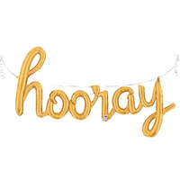 Gold Hooray Script Foil Balloon - Uninflated (Air-Fill only)