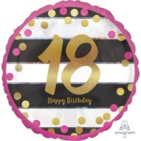 18th Birthday Pink & Gold Foil Balloon (45cm)