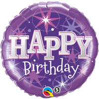 Happy Birthday Purple Sparkle 45cm Foil Balloon
