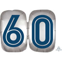 60th Birthday Blue & Silver SuperShape Foil Balloon
