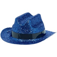 Western Cowboy Hat Mini Glitter Blue