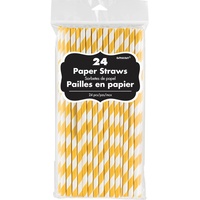 Paper Straw Sunshine Yellow Stripe