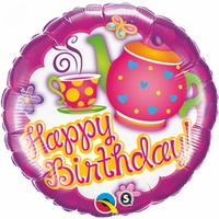 Happy Birthday Tea Time 45cm Foil Balloon