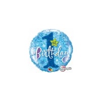 1st Birthday - Foil Holographic Stars Blue