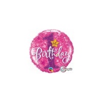 1st Birthday - Foil Holographic Stars Pink