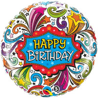 Happy Birthday Groovy Shooting Stars 45cm Foil Balloon