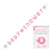 Baby Shower Umbrellephant Pink Jointed Banner