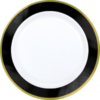 Premium Dinner Plates 25.4cm White w/Jet Black Border