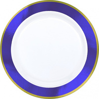 Premium Dinner Plates 25.4cm White w/Purple Border