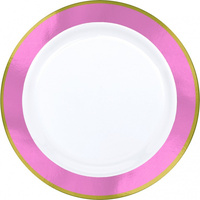 Premium Dinner Plates 25.4cm White w/New Pink Border