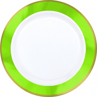 Premium Dinner Plates 25.4cm White w/Kiwi Green Border