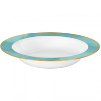 Premium Bowls 12oz/354ml White w/Robins Egg Blue Border